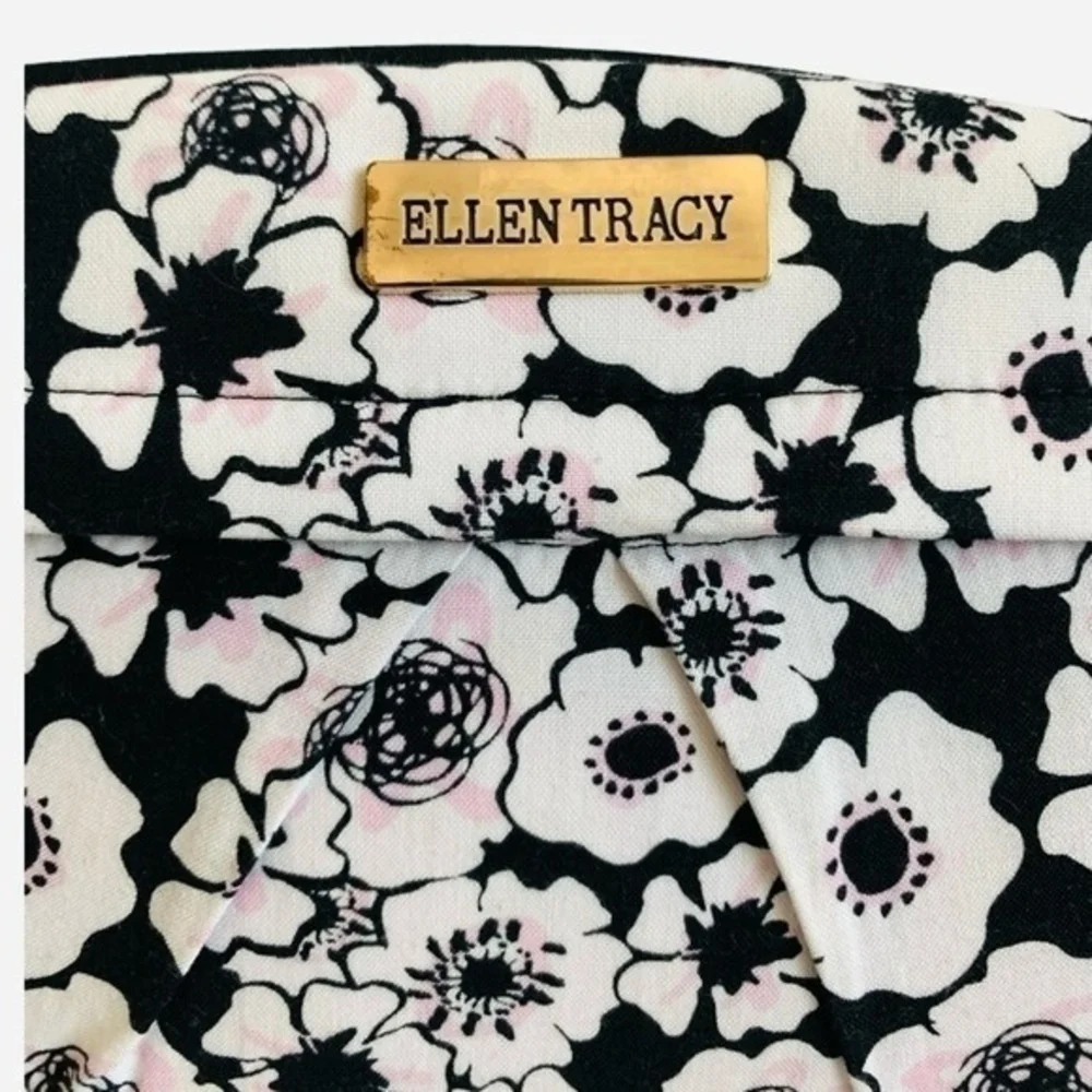Ellen Tracy Floral Makeup Bag Black White Pink Cosmetic Organizer Travel Case